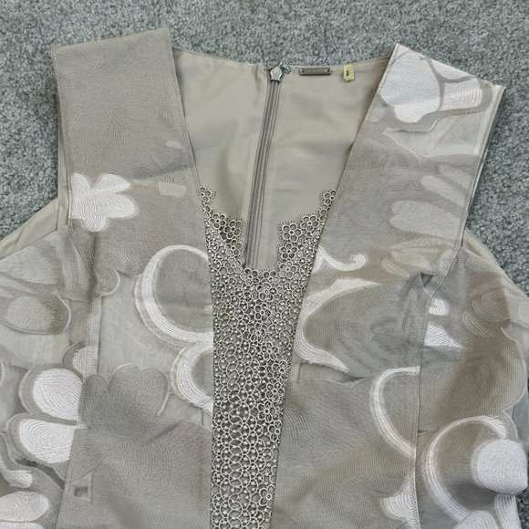 - Eli Tahari Lola Sleeveless Floral Lace-Trim Dress Party  High End US2 - 1D1794 - Picture 8 of 11